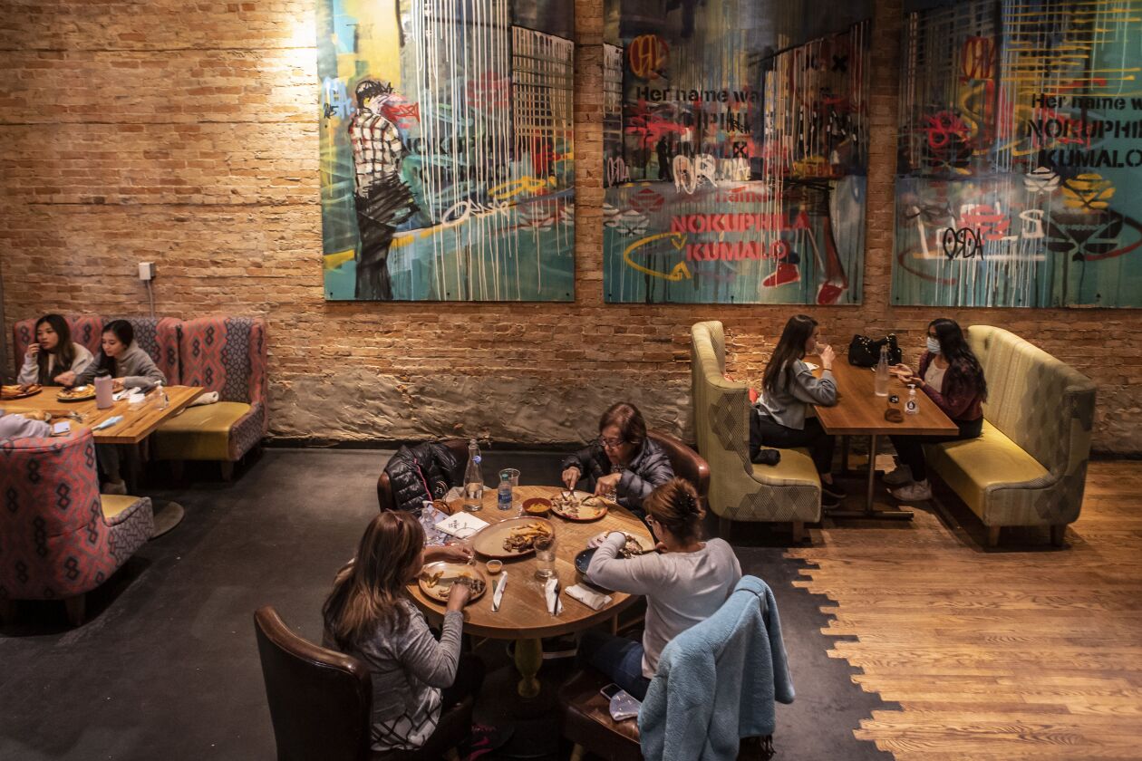 Inside dining was the norm Tuesday evening at Nando’s Peri-Peri Chicken in Naperville’s city center.